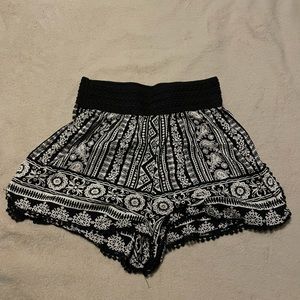 Black and white flow shorts